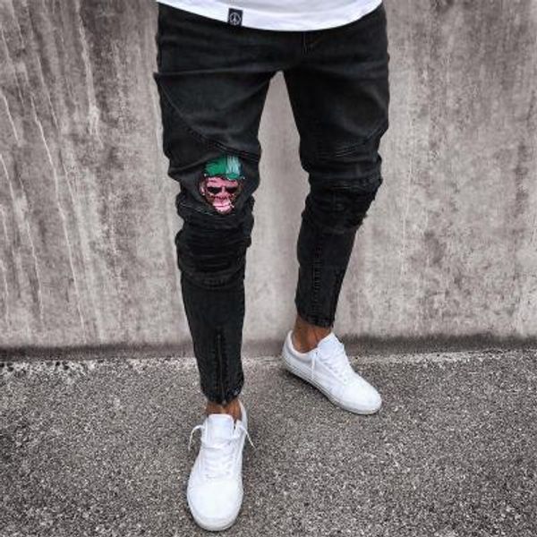 2018 europe and america high street fashion black appliques jeans men's new slim slimming stretch jeans, Blue
2018 europe and america high street fashion black appliques jeans men's new slim slimming stretch jeans, Blue