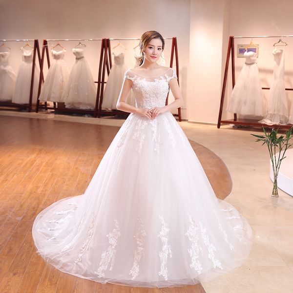 wedding dress 2018 the bride elegant boat neck luxury lace embroidery classic long train noble bridal dresses vestido de noiva, White
wedding dress 2018 the bride elegant boat neck luxury lace embroidery classic long train noble bridal dresses vestido de noiva, White