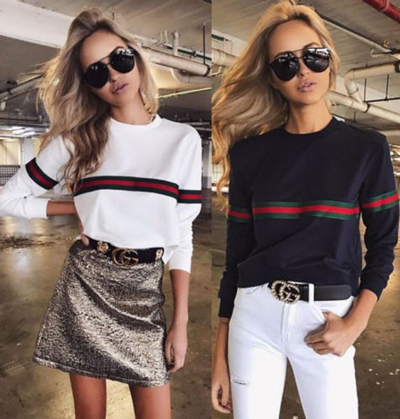 fashion womens casual loose long sleeve hoodie sweatshirt jumper pullover, Black
