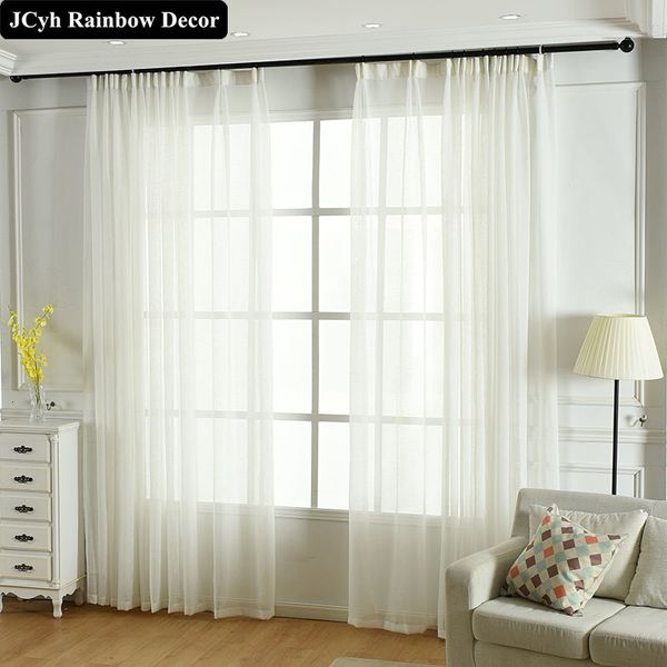 

plain solid white tulle curtains for living room the bedroom kitchen modern linen voile sheer curtain drapes window treatment