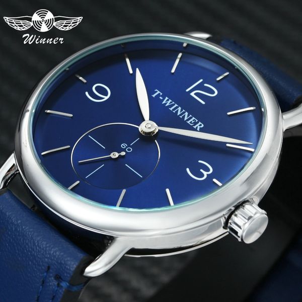 winner fashion casual mens blue mechanical wrist watch genuine leather strap sub-dial display hand-wind clock, Slivery;brown
winner fashion casual mens blue mechanical wrist watch genuine leather strap sub-dial display hand-wind clock, Slivery;brown