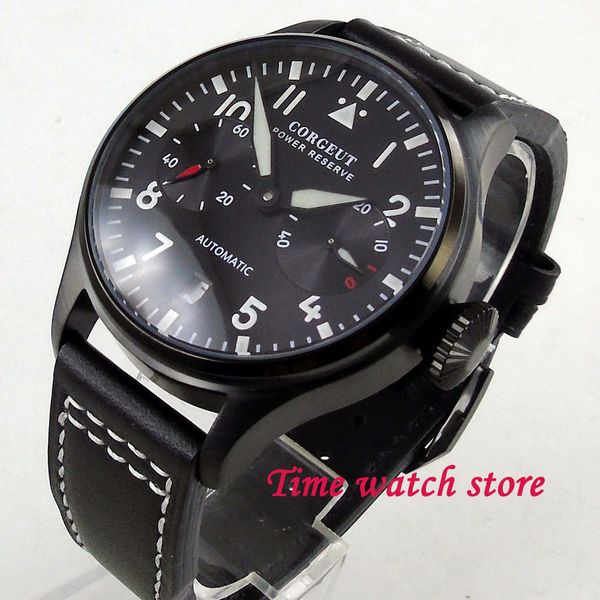 new arrive 42mm corgeut power reserve men's watch pvd case black dial luminous date automatic wrist watch men 125, Slivery;brown
new arrive 42mm corgeut power reserve men's watch pvd case black dial luminous date automatic wrist watch men 125, Slivery;brown