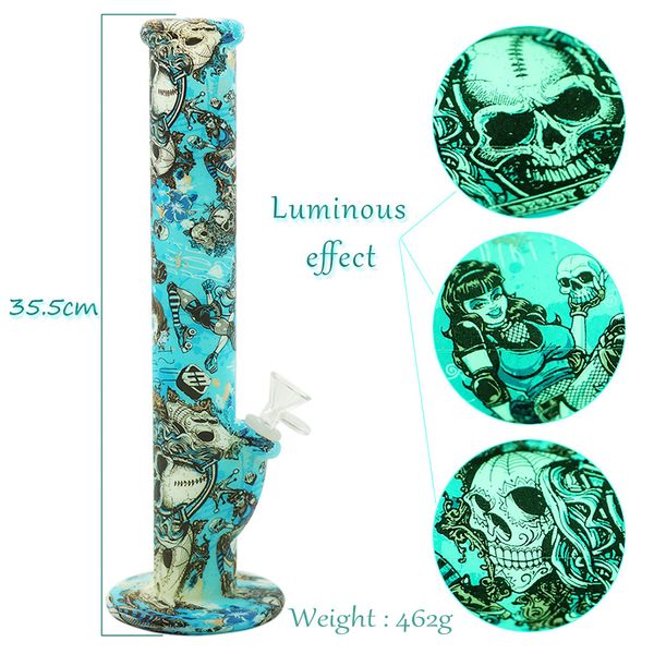 14'' straight bongs Unbreakable Glow in the dark non fading printing oil rig Silicone Water pipe 14mm Joint Glass sets dab bong
14'' straight bongs Unbreakable Glow in the dark non fading printing oil rig Silicone Water pipe 14mm Joint Glass sets dab bong