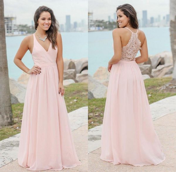 2019 v neck chiffon long bohemia bridesmaid dresses pink lace ruched floor length maid of honor wedding guest dresses bm0152, White;pink
2019 v neck chiffon long bohemia bridesmaid dresses pink lace ruched floor length maid of honor wedding guest dresses bm0152, White;pink