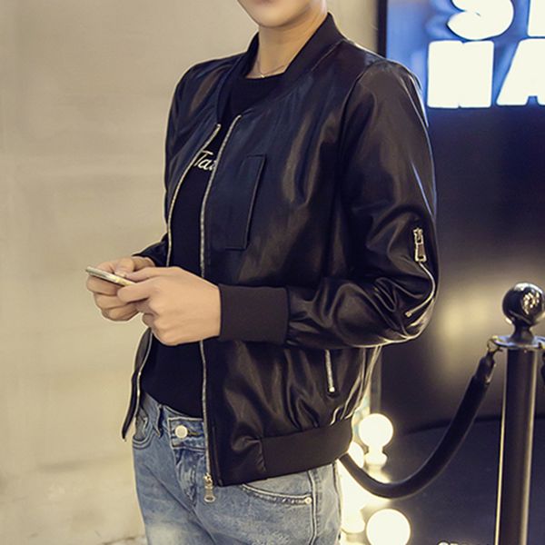hip hop style zipper leather jacket female 2018 autumn new korean fashion o-neck leather jacket long sleeve wild slimming tide, Black;brown
hip hop style zipper leather jacket female 2018 autumn new korean fashion o-neck leather jacket long sleeve wild slimming tide, Black;brown