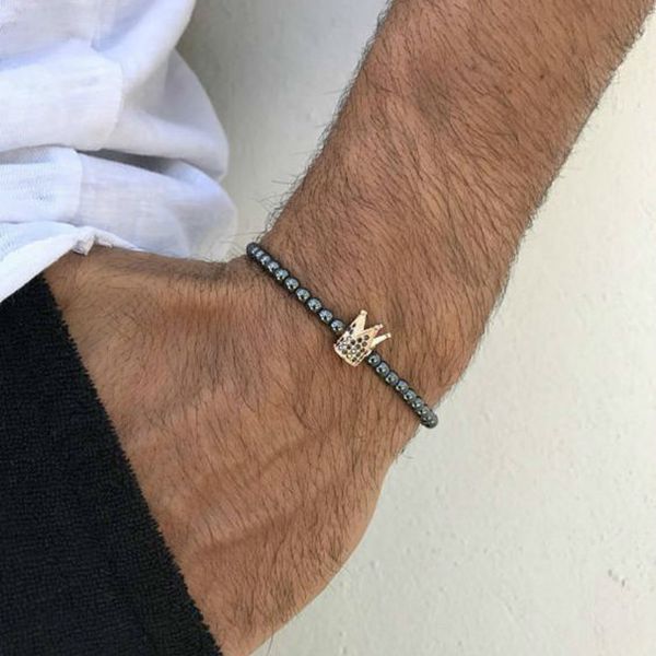 2018 pave cz crown charms men bracelet 6mm copper beads diy bracelets pulseira masculina feminina jewelry gift, Black
2018 pave cz crown charms men bracelet 6mm copper beads diy bracelets pulseira masculina feminina jewelry gift, Black
