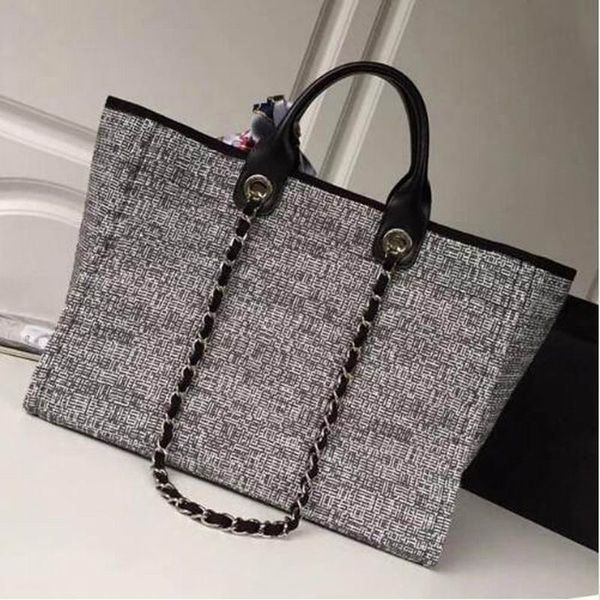 Female luxury handbags canvas shopping bag Casual brand tote with chain beach bag designer Paris full black large size W 39 cm
Female luxury handbags canvas shopping bag Casual brand tote with chain beach bag designer Paris full black large size W 39 cm