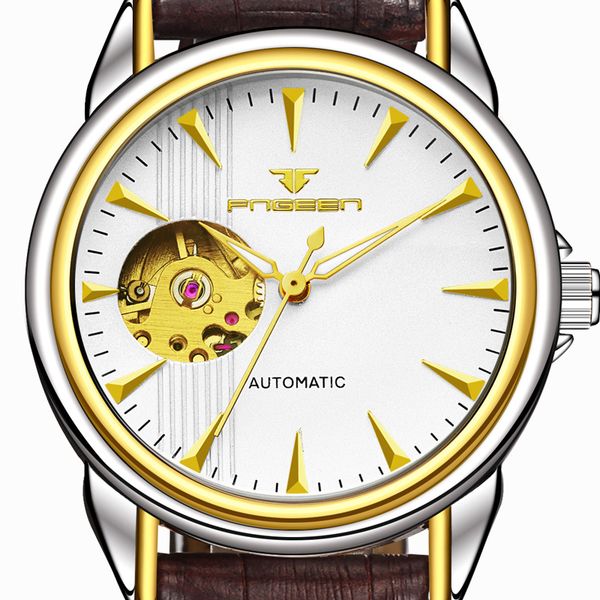 fngeen watch men design dial fashion men skeleton automatic winding mechanical watches leather waterproof wrist watch, Slivery;brown
fngeen watch men design dial fashion men skeleton automatic winding mechanical watches leather waterproof wrist watch, Slivery;brown