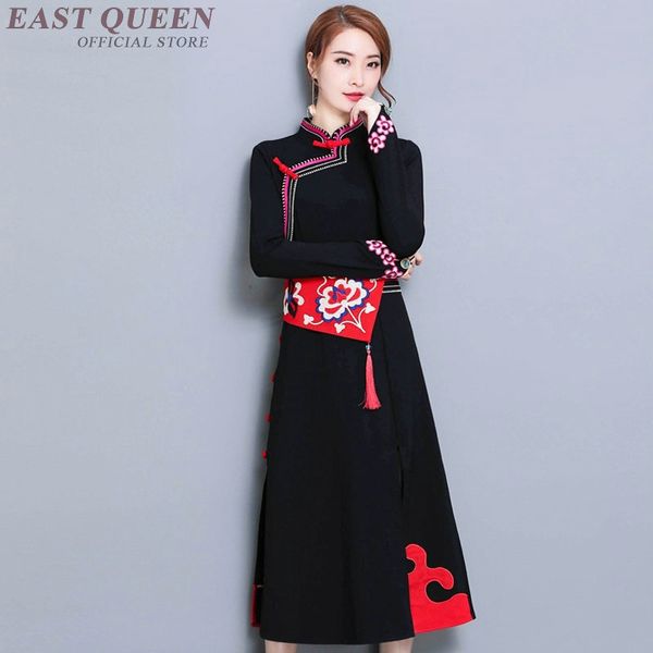 

women chinese traditional oriental qipao cheongsam dress national tunic embroidery elegant long chinese dress aa3443 f, Red