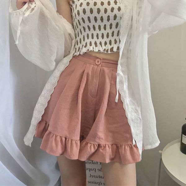 korean new high elastic waist cute soft sister shorts for women summer japanese slim casual ruffle shorts female wide leg, White;black
korean new high elastic waist cute soft sister shorts for women summer japanese slim casual ruffle shorts female wide leg, White;black