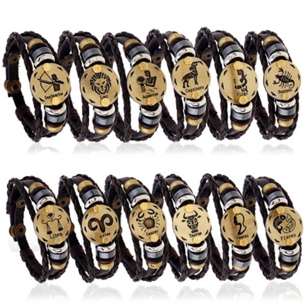 2017 new whole 12pcs/lot trendy handmade vintage the signs of the zodiac cuff leather bracelets ing, Golden;silver
2017 new whole 12pcs/lot trendy handmade vintage the signs of the zodiac cuff leather bracelets ing, Golden;silver