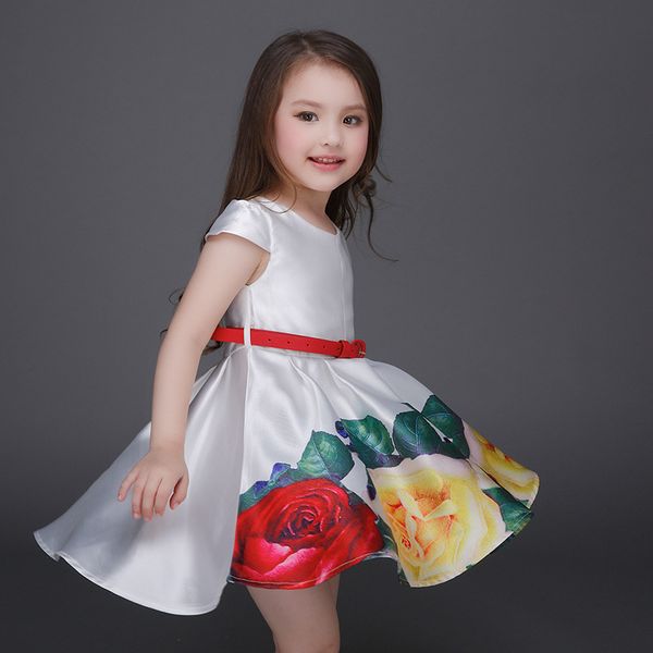 Hot New Children Girls Dress Rose Floral Print Ball Gown with Red Belt Fashion Wedding Party Kids Dresses for 3-9T
Hot New Children Girls Dress Rose Floral Print Ball Gown with Red Belt Fashion Wedding Party Kids Dresses for 3-9T
