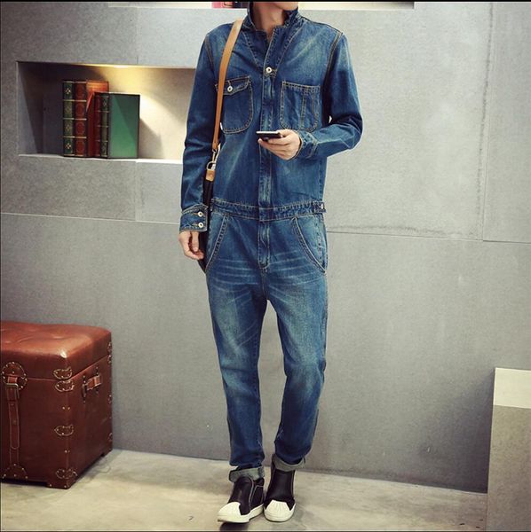 2018 new men vintage tooling denim outerwear tide bodysuit slim trousers bib pants jeans jumpsuit overalls dj singer costumes, Black
2018 new men vintage tooling denim outerwear tide bodysuit slim trousers bib pants jeans jumpsuit overalls dj singer costumes, Black