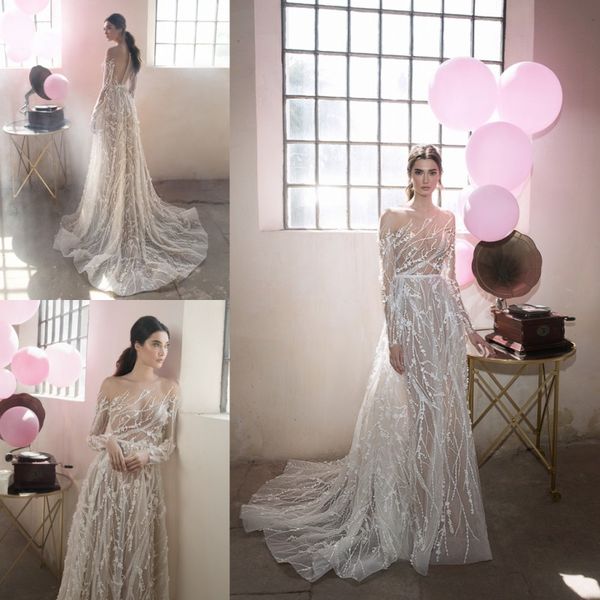 lee petra 2019 wedding dresses plus size sheer neck long sleeves applique lace crystal backless beach bridal gowns robe de mariée, White
lee petra 2019 wedding dresses plus size sheer neck long sleeves applique lace crystal backless beach bridal gowns robe de mariée, White