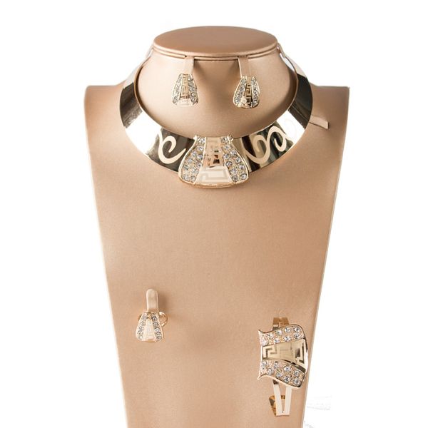 african bead bride jewelry set gold color necklace earring bracelet and ring four piece suit ethnic style jewelrying, Silver
african bead bride jewelry set gold color necklace earring bracelet and ring four piece suit ethnic style jewelrying, Silver