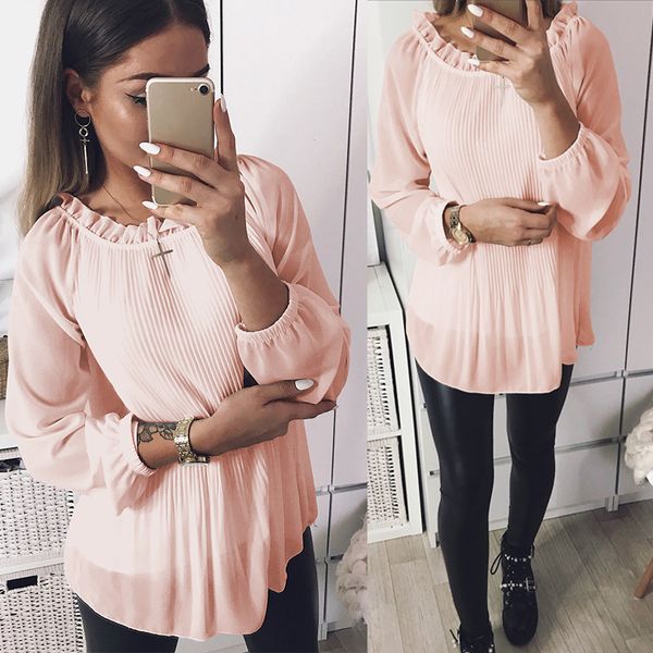 2018 women chiffon blouse long sleeve ruffle loose blouses shirts blusas for women, White
2018 women chiffon blouse long sleeve ruffle loose blouses shirts blusas for women, White