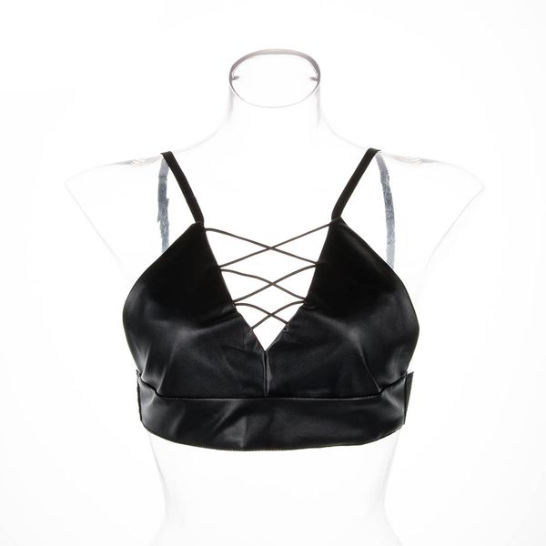 fashion pu leather sleeveless camis women summer punk style tank bustier short black vest, White
fashion pu leather sleeveless camis women summer punk style tank bustier short black vest, White