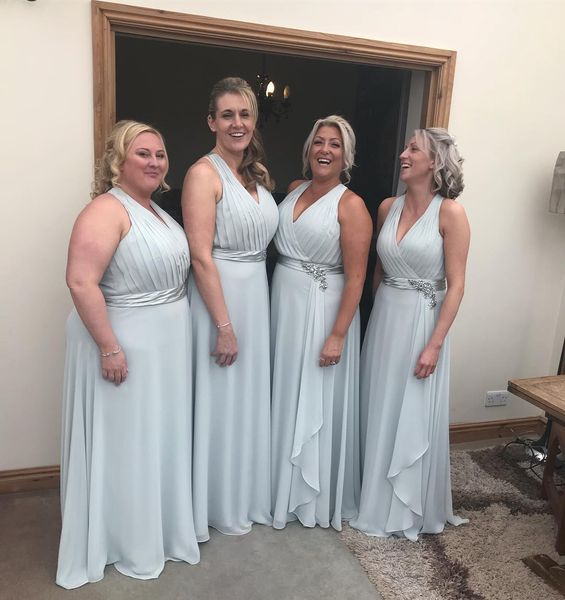deep v neck a line chiffon long bridesmaid dresses floor length sleeveless plus size maid of honor gowns summer beach wedding party wear, White;pink
deep v neck a line chiffon long bridesmaid dresses floor length sleeveless plus size maid of honor gowns summer beach wedding party wear, White;pink