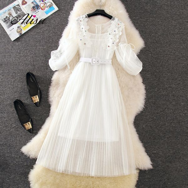 fashion net yarn pleated women dress set 2018 new summer short sleeve lace patchwork nail beads slim party 2 pcs set korean, White
fashion net yarn pleated women dress set 2018 new summer short sleeve lace patchwork nail beads slim party 2 pcs set korean, White