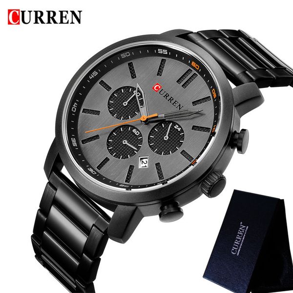 curren mens watches waterproof chronograph calendar male clock stainless steel sport wristwatch 8315, Slivery;brown 
curren mens watches waterproof chronograph calendar male clock stainless steel sport wristwatch 8315, Slivery;brown