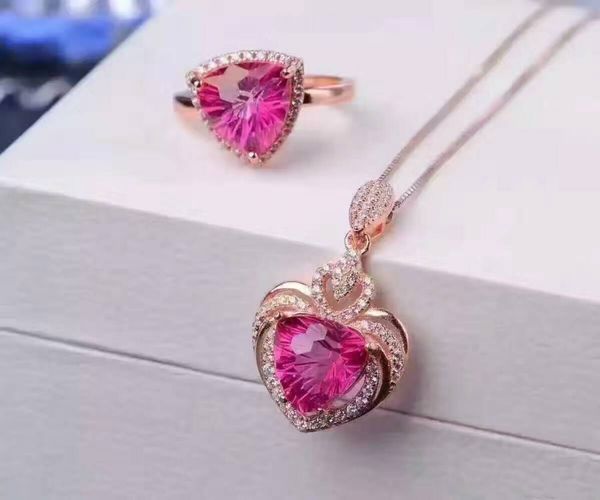 natural pink firework z ring pendant natural gemstone jewelry set 925 silver fashion elegant triangle women necklace ring, Black
natural pink firework z ring pendant natural gemstone jewelry set 925 silver fashion elegant triangle women necklace ring, Black