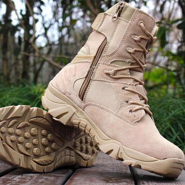 

Brand Mens Tactical Boots Desert Combat Outdoor Army Hiking Shoes Travel Botas Shoes Leather Autumn/Winter Male Ankle Boots