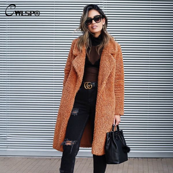 cwlsp winter elegant turn down collar faux fur coat female lapel pocket long sleeve warm outwear jaqueta feminina ql4247, Black
cwlsp winter elegant turn down collar faux fur coat female lapel pocket long sleeve warm outwear jaqueta feminina ql4247, Black