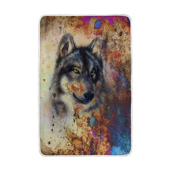 colorful painting wolf vintage blanket soft warm cozy bed couch lightweight polyester microfiber blanket 
colorful painting wolf vintage blanket soft warm cozy bed couch lightweight polyester microfiber blanket