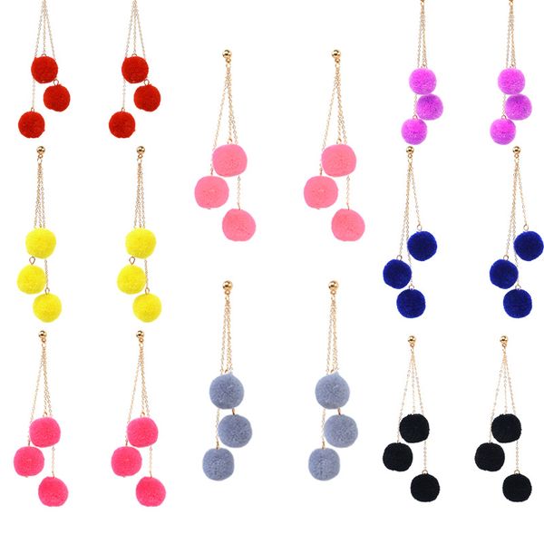 3 pompoms plush ball earrings multilayer long dangle ear drop metal nails girl fashion women jewelry earstud 8 color g54l, Silver
3 pompoms plush ball earrings multilayer long dangle ear drop metal nails girl fashion women jewelry earstud 8 color g54l, Silver