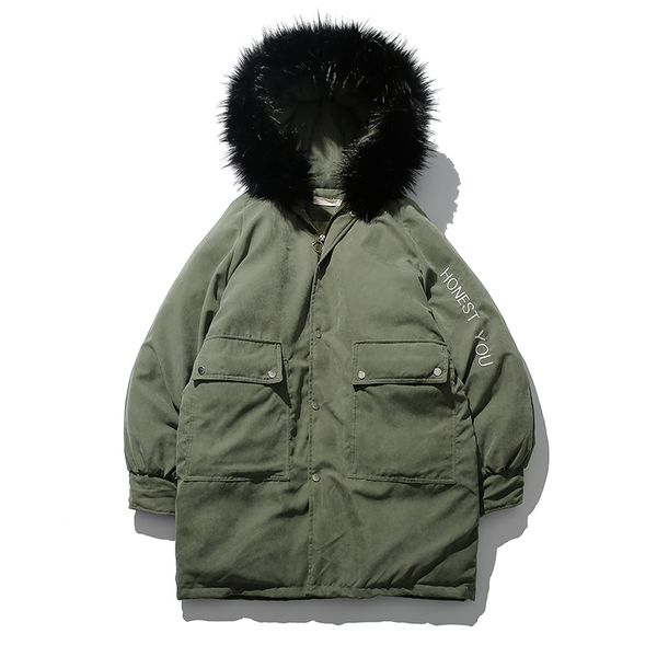 casual letter embroidery thicken long cotton-padded loose parkas men clothes 2018 winter fur collar coat male outwear m-2xl, Black
casual letter embroidery thicken long cotton-padded loose parkas men clothes 2018 winter fur collar coat male outwear m-2xl, Black