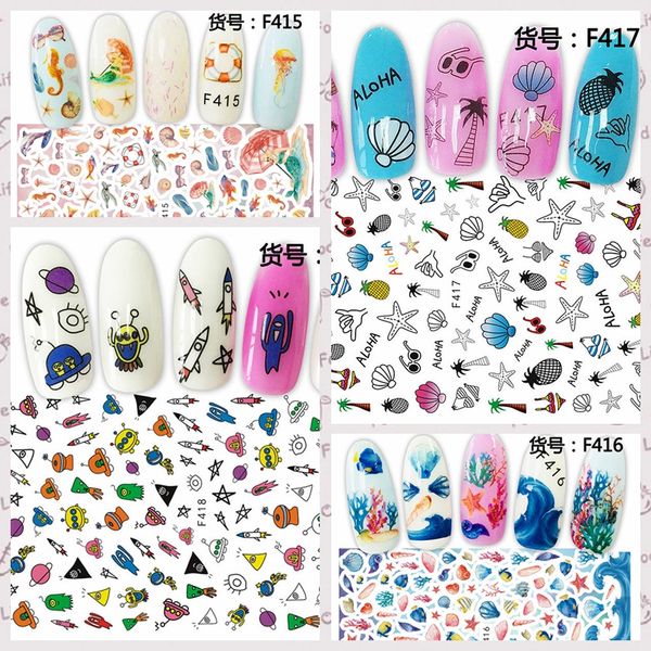 4 sheet cute child graffiti rocket ufo sea life coral self-adhesive nail art stickers decal f415-418# grade packing, Black
4 sheet cute child graffiti rocket ufo sea life coral self-adhesive nail art stickers decal f415-418# grade packing, Black
