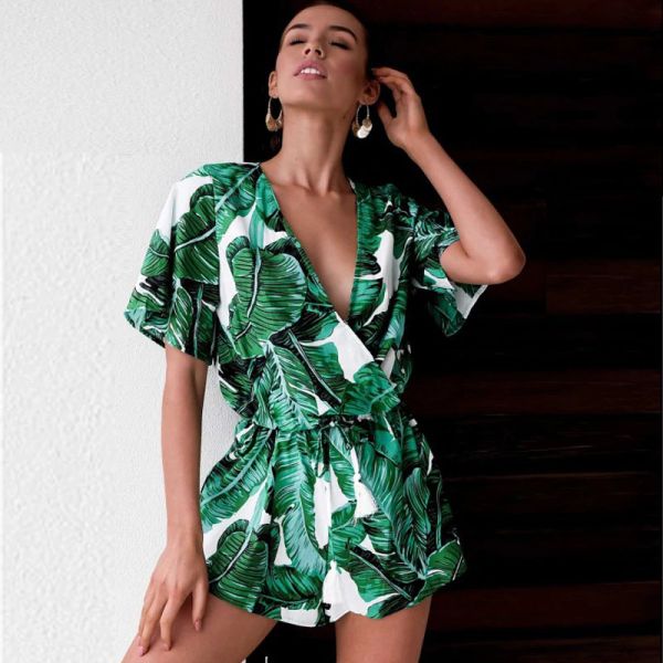 Print Deep V Neck Summer Bodysuits Women Green Leaves Print Beach Playsuit Female Short Overalls Jumpsuit Casual Romper Bodysuit
Print Deep V Neck Summer Bodysuits Women Green Leaves Print Beach Playsuit Female Short Overalls Jumpsuit Casual Romper Bodysuit