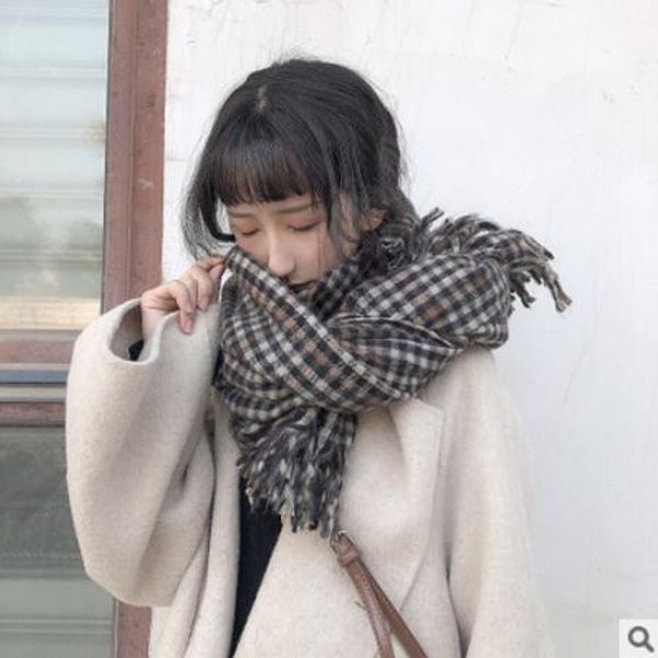 retro fashion imitation cashmere shawl joker toward a classic grid female warm scarf thickening and collar, Blue;gray
retro fashion imitation cashmere shawl joker toward a classic grid female warm scarf thickening and collar, Blue;gray
