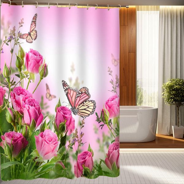 new 3d shower curtains red flowers & butterflies pattern waterproof fabric bathroom curtains washable bathroom products +12 hook
new 3d shower curtains red flowers & butterflies pattern waterproof fabric bathroom curtains washable bathroom products +12 hook