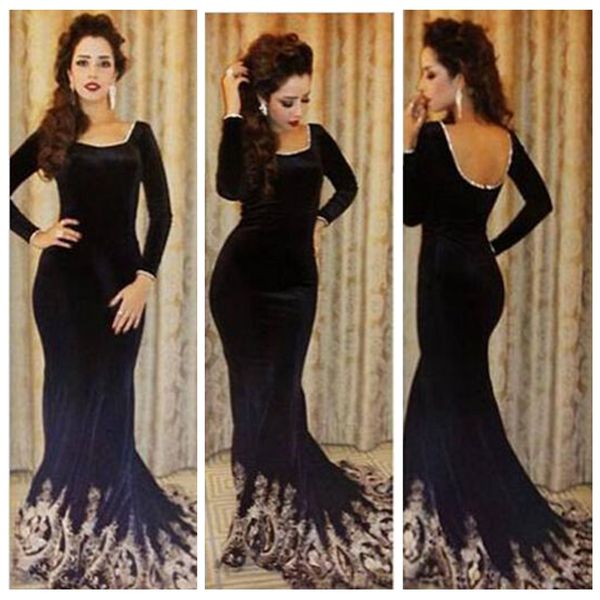 custom black long sleeves mermaid velvet slim evening dress robe de soiree 2018 gold lace appliques prom gowns party long dress, Black;red
custom black long sleeves mermaid velvet slim evening dress robe de soiree 2018 gold lace appliques prom gowns party long dress, Black;red