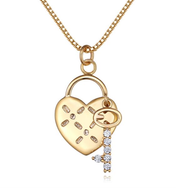 pendant necklaces fashion elegant new zircon key necklace luxury 18k gold plated lock pendant jewelry, Silver
pendant necklaces fashion elegant new zircon key necklace luxury 18k gold plated lock pendant jewelry, Silver