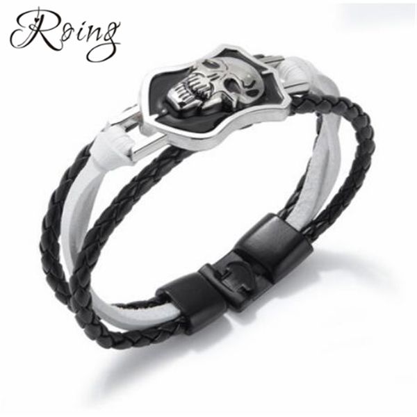 roing handmade retro leather woven bracelets stainless steel skull charm bracelets men braided cuff bracelets jewelry ro1306, Black
roing handmade retro leather woven bracelets stainless steel skull charm bracelets men braided cuff bracelets jewelry ro1306, Black