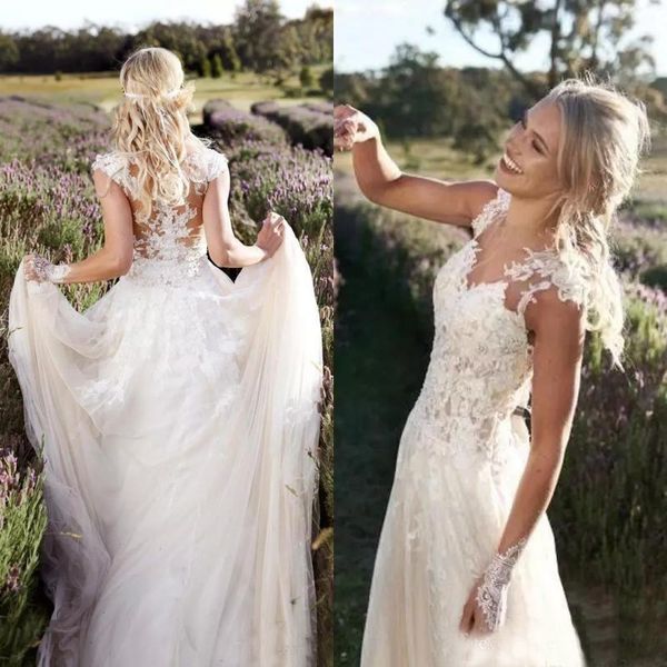 romantic 2018 sheer neck tulle and lace applique country bohemian wedding dresses bridal gowns custom made from china en1233, White
romantic 2018 sheer neck tulle and lace applique country bohemian wedding dresses bridal gowns custom made from china en1233, White