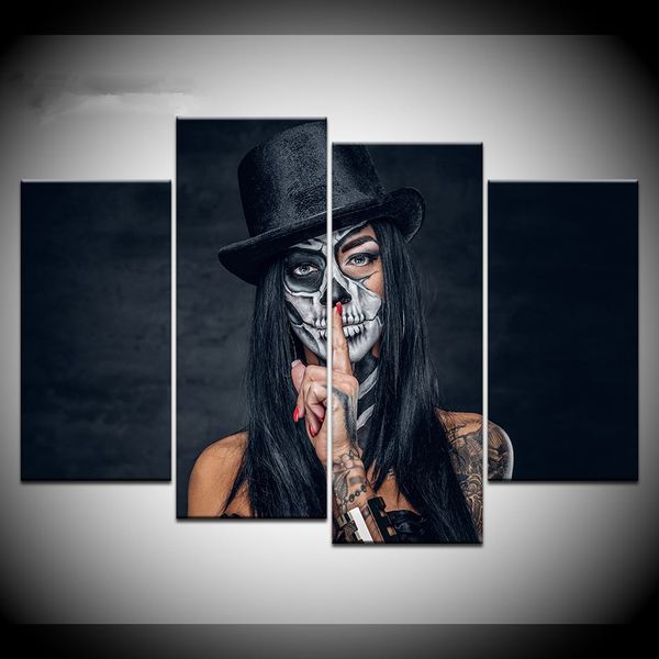 4 panels tattoo skull girl canvas painting modern home decor vintage wall art picture for living room (no framed) artwork
4 panels tattoo skull girl canvas painting modern home decor vintage wall art picture for living room (no framed) artwork