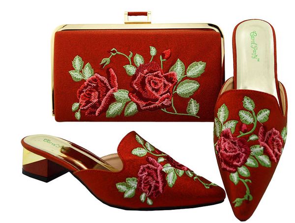 Hot sale red color low heel 3.8CM ladies shoes woth flowers embroidery african shoes match handbag set for dress MM6003
Hot sale red color low heel 3.8CM ladies shoes woth flowers embroidery african shoes match handbag set for dress MM6003