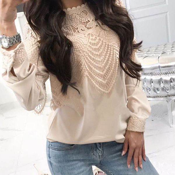women chiffon blouses ladies casual lace patchwork hollow o neck shirt long sleeve blouse blusa feminina, White
women chiffon blouses ladies casual lace patchwork hollow o neck shirt long sleeve blouse blusa feminina, White