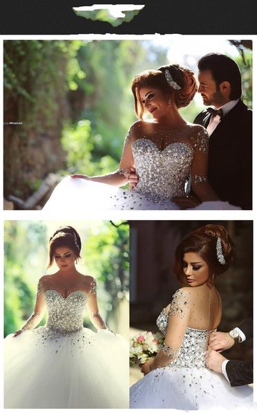 2018 wedding dresses ball gown arabic crystal beaded sheer neck long sleeves said mhamad backless corset back court train tulle bridal gowns, White
2018 wedding dresses ball gown arabic crystal beaded sheer neck long sleeves said mhamad backless corset back court train tulle bridal gowns, White