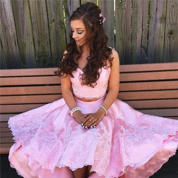 2019 Sexy Spaghetti Hi-Lo Cocktail Dresses Custom Pink Lace Two Pieces Beads Prom Gowns Backless Women Special Occassion Homecoming Dress
2019 Sexy Spaghetti Hi-Lo Cocktail Dresses Custom Pink Lace Two Pieces Beads Prom Gowns Backless Women Special Occassion Homecoming Dress