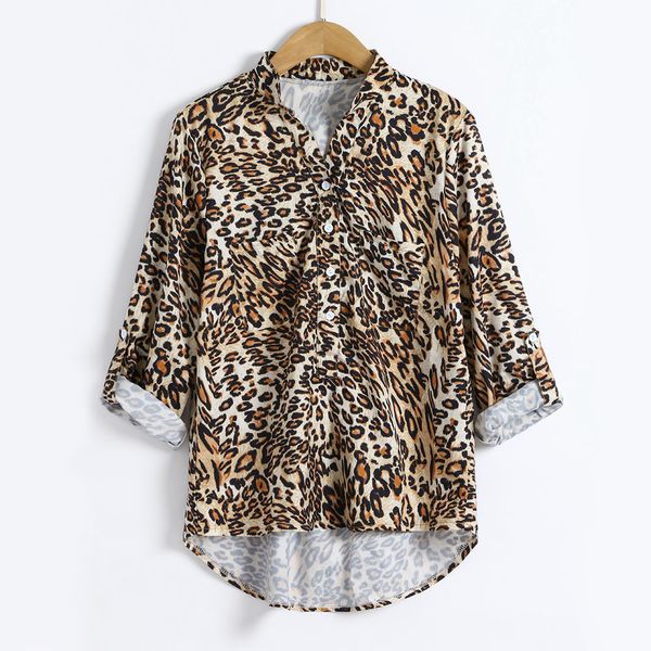women leopard print blouse plus size v-neckline leopard print long sleeve shirt pocket autumn casual women blouse and #2w, White
women leopard print blouse plus size v-neckline leopard print long sleeve shirt pocket autumn casual women blouse and #2w, White