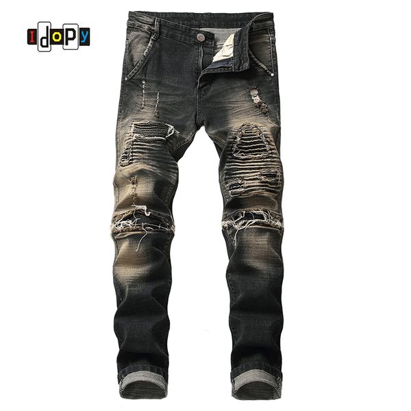 idopy fashion mens ripped biker jeans brand designer vintage washed pleated denim trousers hips hop jean joggers for men, Blue
idopy fashion mens ripped biker jeans brand designer vintage washed pleated denim trousers hips hop jean joggers for men, Blue