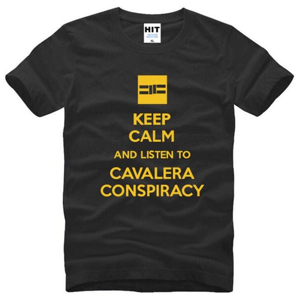keep calm and listen to cavalera conspiracy letter printed t shirts men summer short sleeve o-neck cotton rock men's t shirt, White;black 
keep calm and listen to cavalera conspiracy letter printed t shirts men summer short sleeve o-neck cotton rock men's t shirt, White;black
