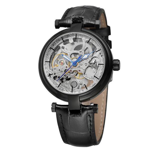 fashion skeleton clock blue hands men's mechanical automatic self wind watch black genuine leather luminous hands horloge mannen, Slivery;brown
fashion skeleton clock blue hands men's mechanical automatic self wind watch black genuine leather luminous hands horloge mannen, Slivery;brown