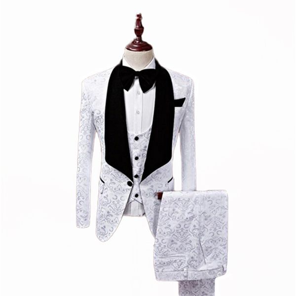 mens white slim fit 3 piece suit floral design wedding grooms evening prom mens single breasted one button pattern blazer, White;black
mens white slim fit 3 piece suit floral design wedding grooms evening prom mens single breasted one button pattern blazer, White;black