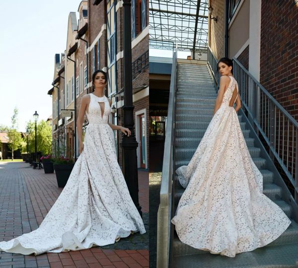 custom bohemian lace wedding dresses with appliques jewel neck hollow back sweep train a line wedding bridal gowns, White
custom bohemian lace wedding dresses with appliques jewel neck hollow back sweep train a line wedding bridal gowns, White