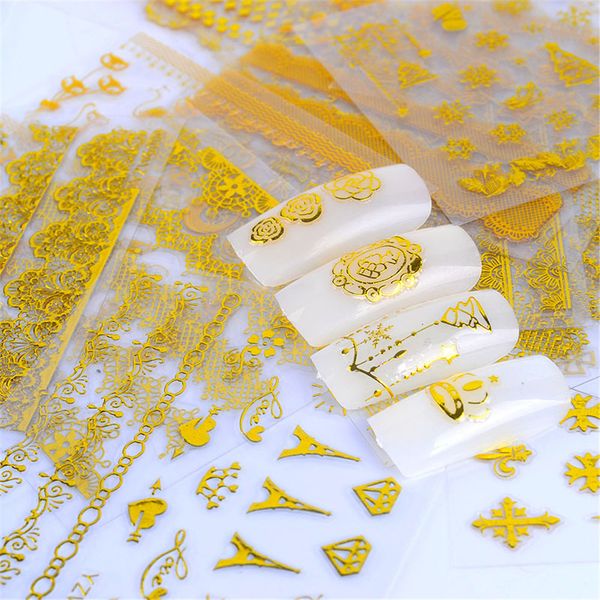 21 sheets gold 3d nail art stickers hollow decals mixed designs adhesive flower nail tips decorations salon accessory, Black
21 sheets gold 3d nail art stickers hollow decals mixed designs adhesive flower nail tips decorations salon accessory, Black
